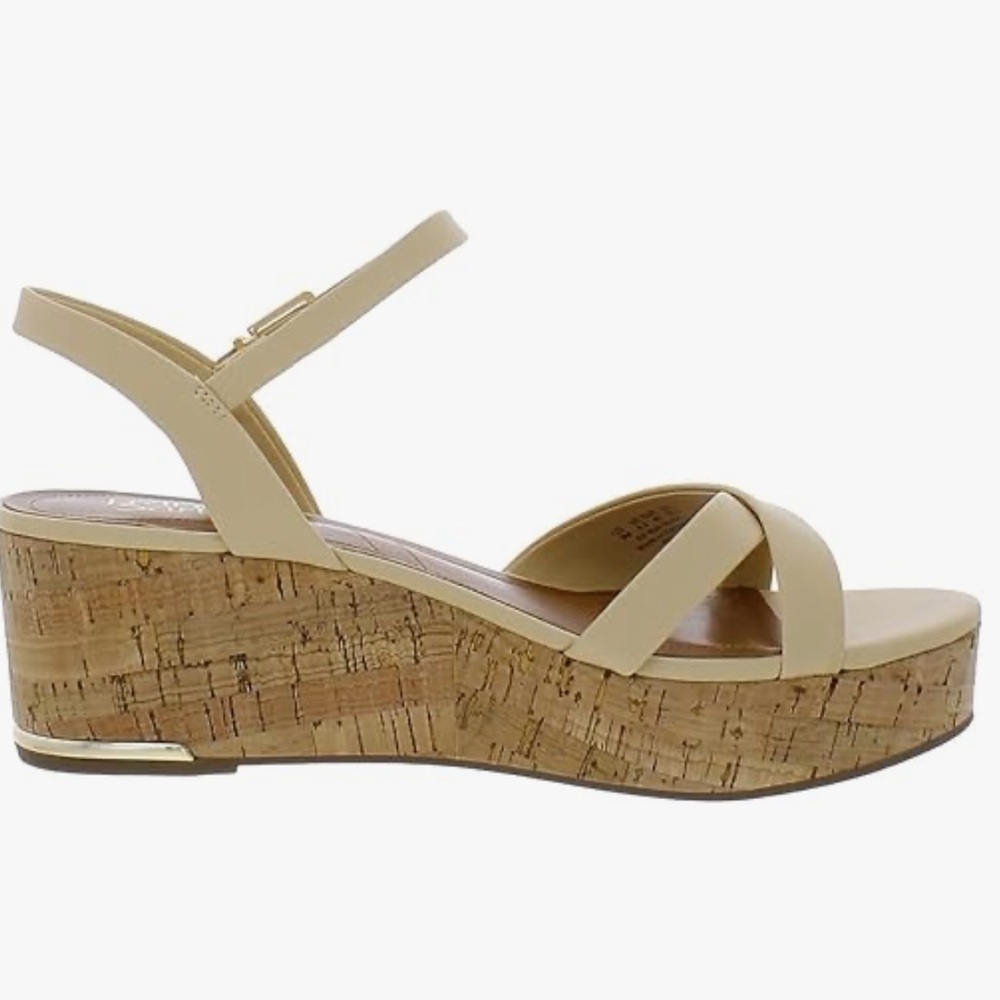Franco Sarto Pelma Faux Leather Ankle Strap Platform Sandals, Beige, Size 10 - Picture 2 of 12
